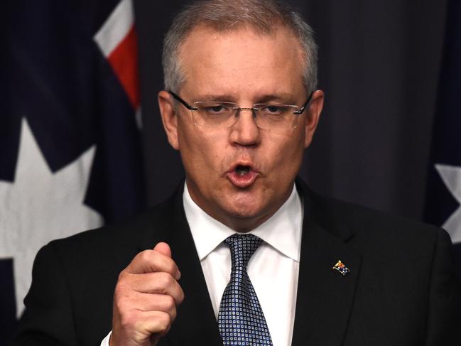 Treasurer Scott Morrison speaks at a press conference at Parliament House in CANBERRA, Friday, April 29, 2016. (AAP Image/Mick Tsikas) NO ARCHIVING