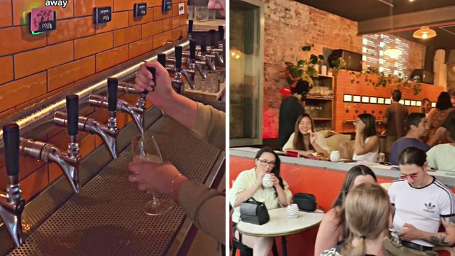 Inside the Aussie bar where you pour your own beer. Picture: TikTok