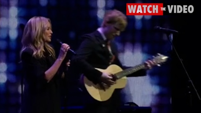 Kylie and Ed perform at Michael Gudinski's state memorial