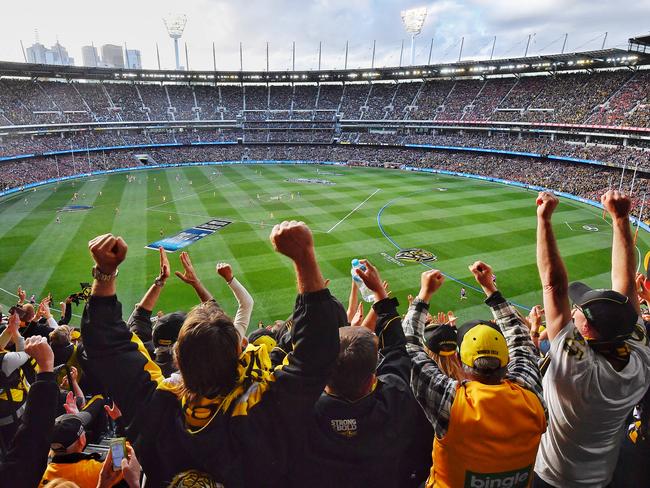 Tigers fans at last year’s Grand Final. Picture: Jason Edwards