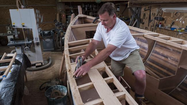 Traditional boat builder Andrew Denman in his Kettering workshop.