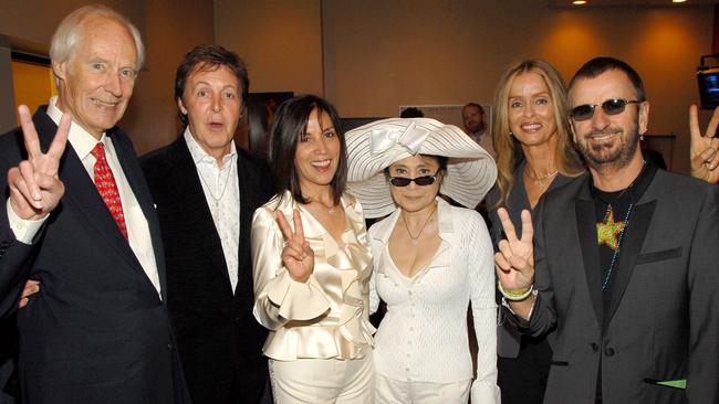 Sir George Martin, Sir Paul McCartney, Olivia Harrison, Yoko Ono, Barbara Bach and Ringo Starr. Picture: KMazur/WireImage