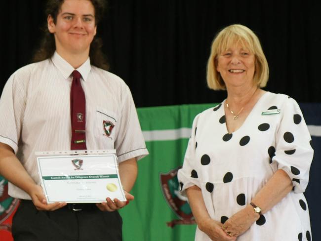 Saint Mary’s Catholic College 2023 Carroll Award. Nicholas Sutton and Head of College Mandy Sullivan.