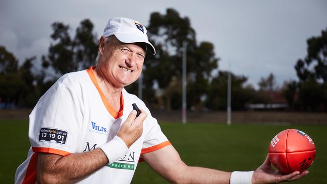 Barry Lewis will umpire his 1200th Adelaide Footy League game and 2637th local game this weekend. Picture: Matt Loxton