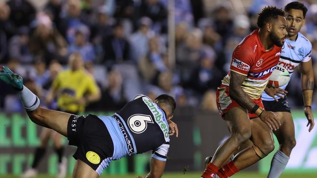 Braydon Trindall had his chance to pin the Hammer near his own line but missed the tackle. Picture: Jason McCawley/Getty Images