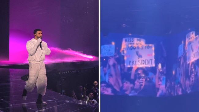 Drake gave $45,000 to two women at his concert in Melbourne on Sunday. Picture: Supplied