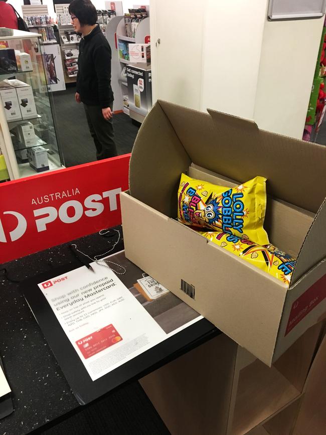 What’s in the box? A Boris Johnson care package of Lolly Gobble Bliss Bombs sent to 10 Downing Street. Picture: Charles Miranda