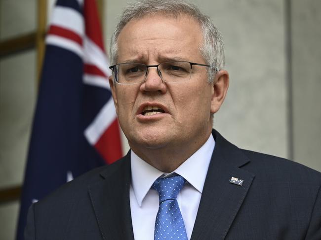 CANBERRA, AUSTRALIA - NewsWire Photos JULY 2, 2021: Prime Minister Scott Morrison holds a press conference after the National Cabinet meeting at Parliament House. Picture: NCA NewsWire / Martin Ollman