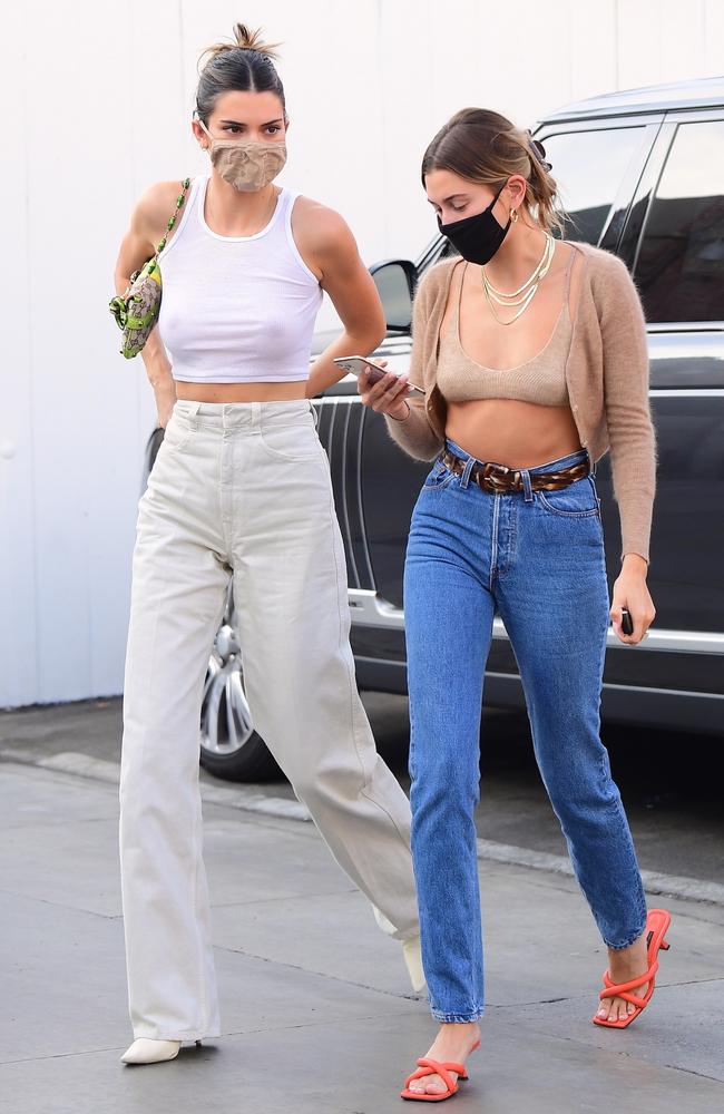 Kendall Jenner and Hailey Bieber. Picture: Rachpoot/ASTRO/MEGA/GC Images