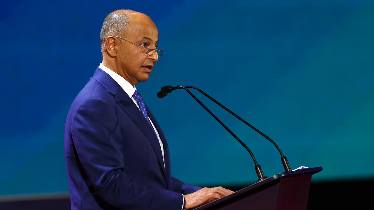 World Aquatics president Husain Al Musallam announced the new bylaws. (Photo by Maddie Meyer/Getty Images)