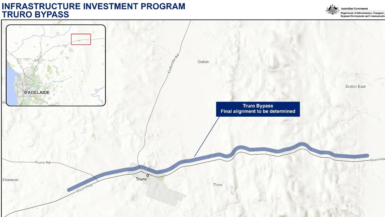 Map of proposed Truro Bypass. Picture: Dept of Infrastructure