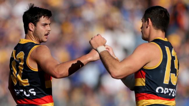 Darcy Fogarty might take the baton from long-time Crows goalkicker Taylor Walker. Pic: AAP