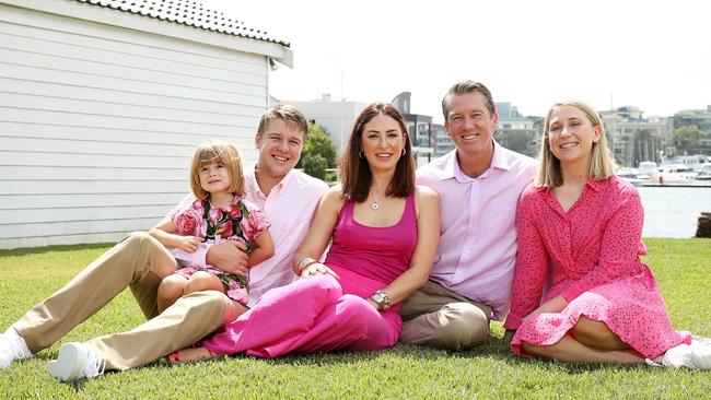 Glenn McGrath with wife Sara and children James, Holly and Maddison. Picture: Tim Hunter.