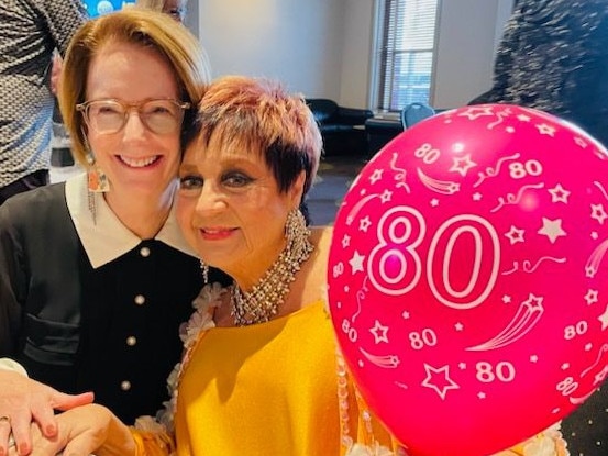 **HOLD SA Sunday Mail** (L-R) Julia Gillard and Willsy at her 80th birthday party. Supplied