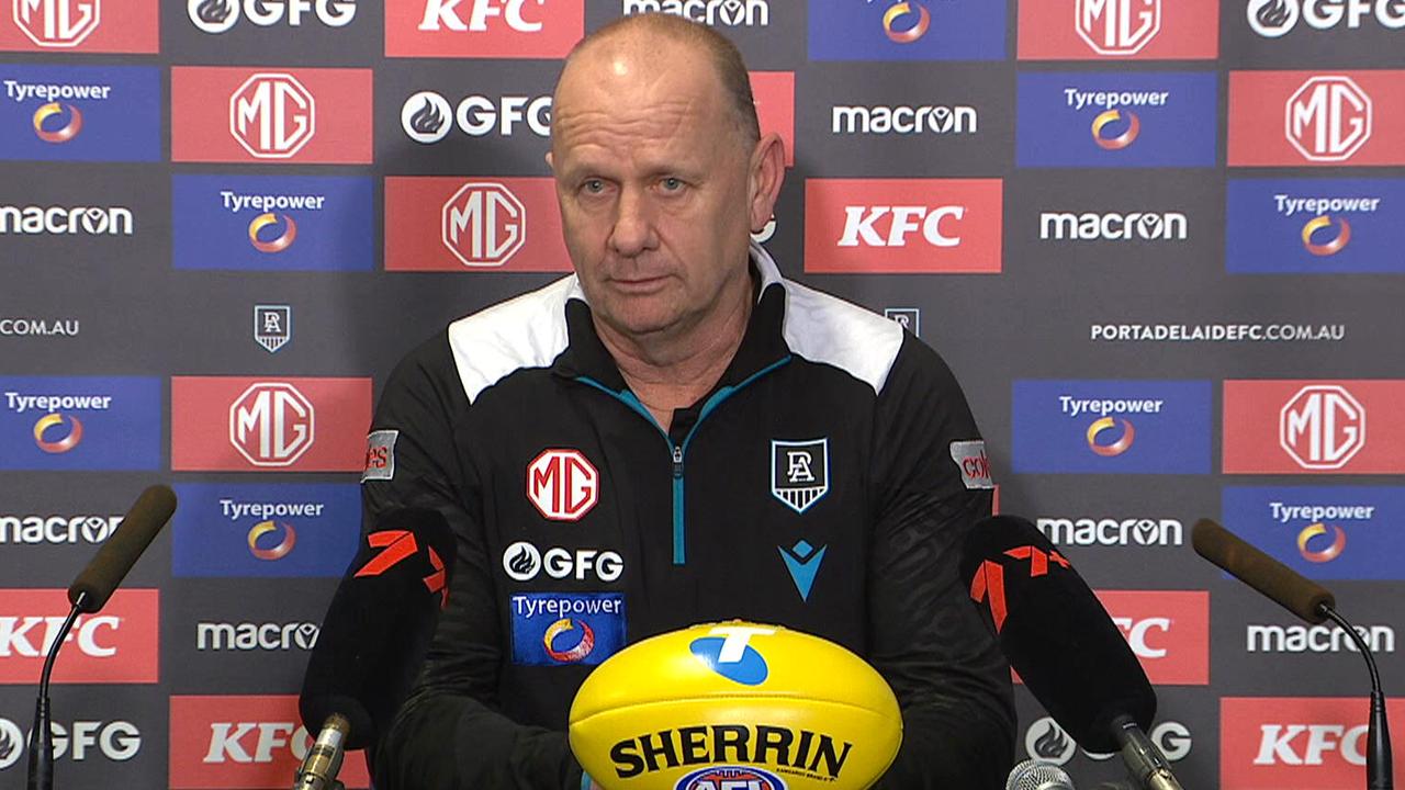 Blessure de Connor Rozee, l’entraîneur de Port Adelaide Ken Hinkley admet que Rozee n’aurait pas dû jouer à Showdown LV vs Crows, conférence de presse, dernières nouvelles