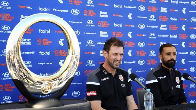 Tony Popovic (left) and Diego Castro in happier times. Picture: Paul Kane/Getty Images