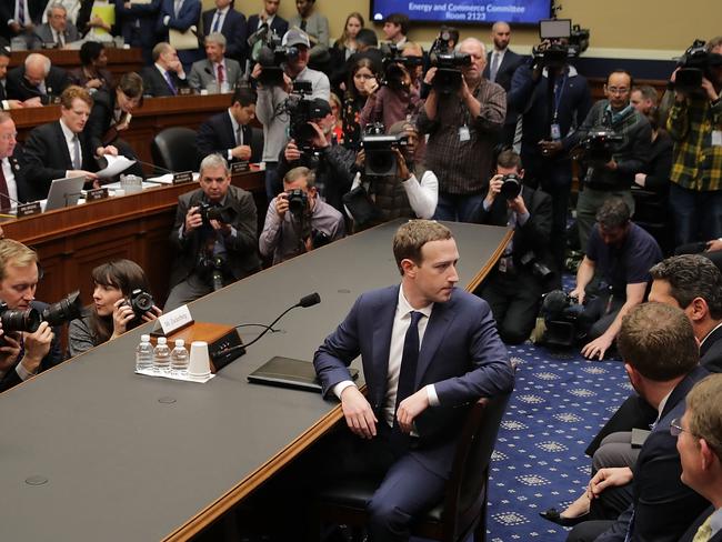 Facebook co-founder, Chairman and CEO Mark Zuckerberg prepares to testify before the House Energy and Commerce Committee. Picture: Getty