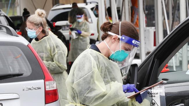 COVID testing at the Wantirna Trash and Treasure Market in Victoria. Picture: NCA NewsWire/ David Crosling