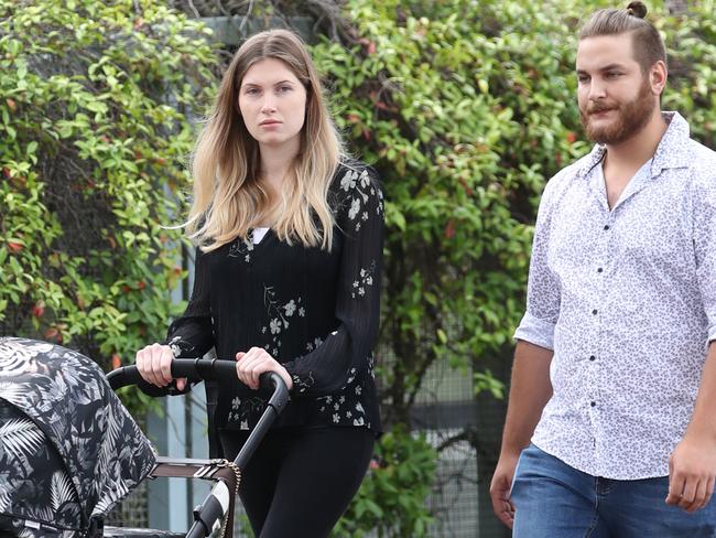 Cocaine dealers Tehlea Jane McAlister and Hafez Ayad with a new baby leave sutherland court after there first appearance since being arrested .picture John Grainger