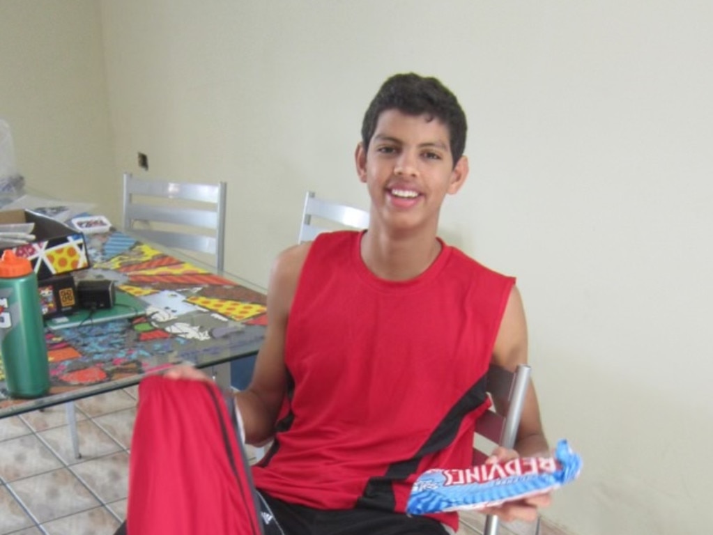 Sydney Kings big man Tim Soares on Christmas Day as a kid back home in Brazil. Picture: Supplied.