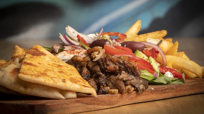 The Parthenon Souvlaki Bar’s Open Plate. Picture: Chris Kidd