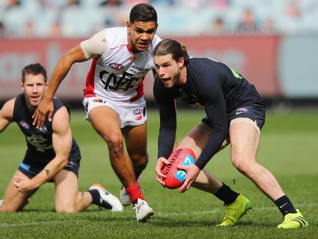 Carlton’s Bryce Gibbs won plenty of the footy.