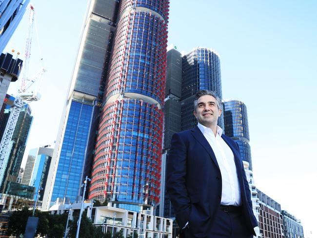 8/9/21: Lendlease CEO & MD Tony Lombardo at Barangaroo in Sydney which was built by Lendlease. John Feder/The Australian.