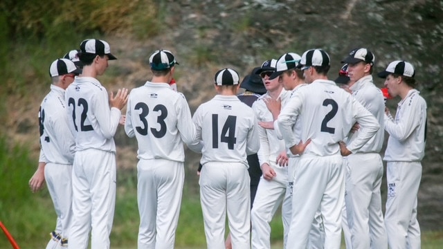 Iona players enjoy a drinks break against St Peters on Saturday.