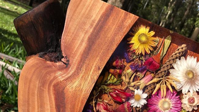 Bikay Michell makes these stunning native timber and wildflower boards from her Gladstone based business Indi &amp; Soak.