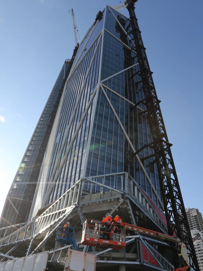 Much of the three tower’s exterior is complete. Picture Glenn Hampson