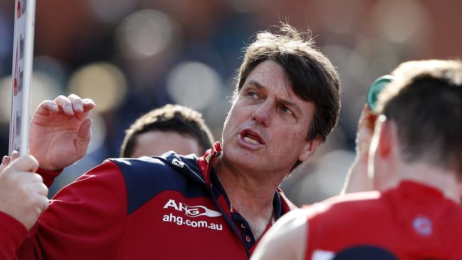 AFL — Port Adelaide v Melbourne at Adelaide Oval. Paul Roos and 3 quarter time. Photo Sarah Reed.