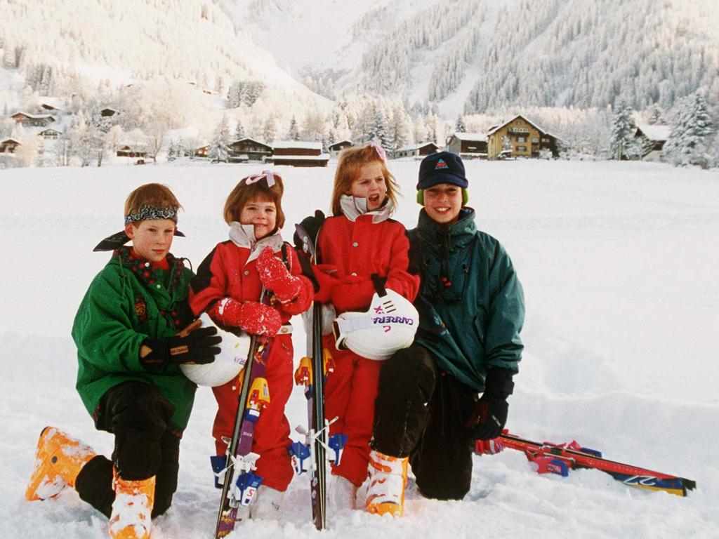 Prince William And Prince Harry With Princess Beatrice And Princess Eugenie In Klosters, Switzerland. Picture: Tim Graham