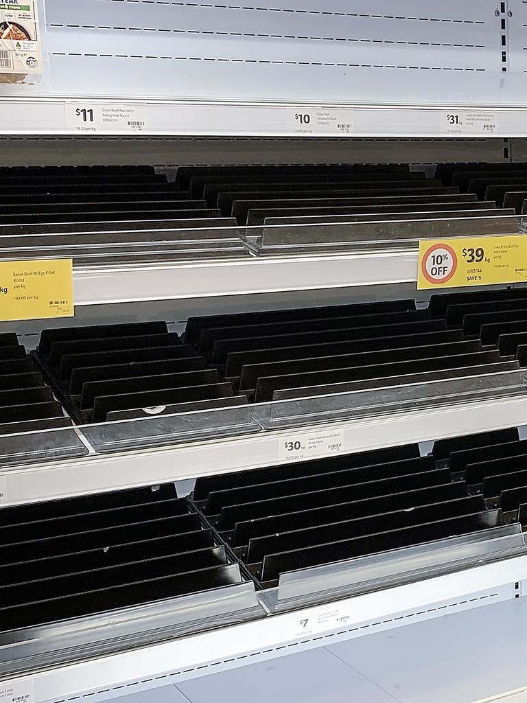 Empty shelves in the soft drink aisle of a supermarket. Picture: NCA NewsWire / Ian Currie