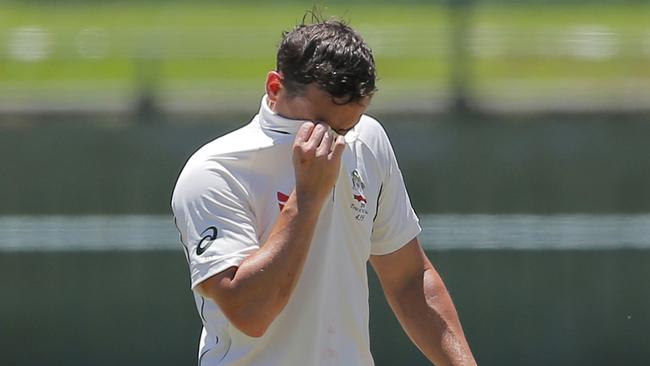 Australia's Steve O' Keefe reacts after an appeal was turned down.