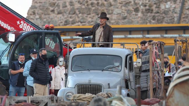 Harrison Ford during filming in Castellammare del Golfo. Picture: Robino Salvatore/GC Images