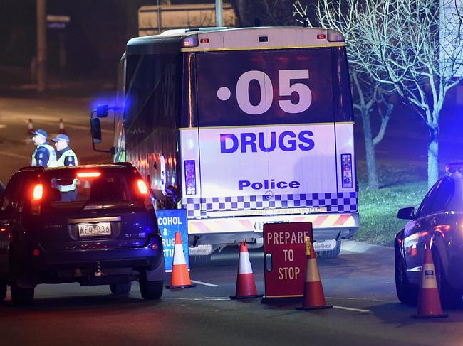 VicPol booze bus operation.  Cnr of Mt Dandenong Rd and Dorsett Rd, Croydon.  Picture: Andy Brownbill