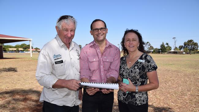 ELECTION PROMISE: Murray Trewavas, David Janetzki and Ricky Adams look at plans for the Darling Heights Community Hub.