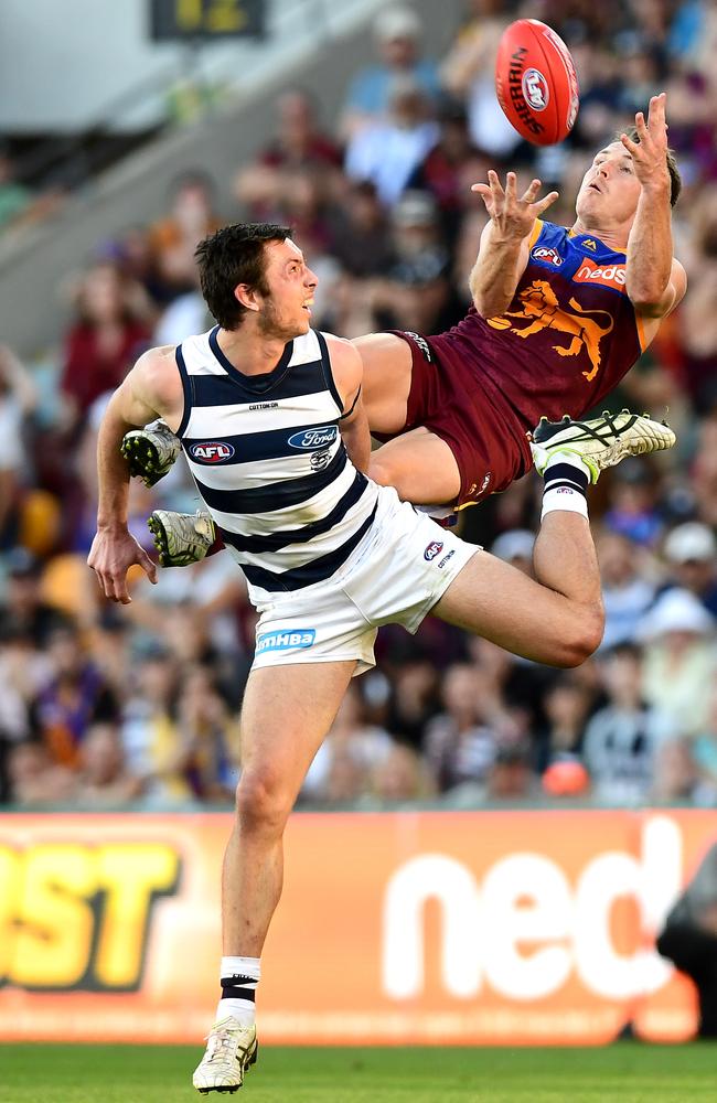 Lincoln McCarthy soars to take a magnificent mark. Pic: Getty Images