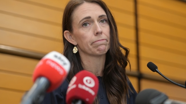 Prime Minister Jacinda Ardern announces her resignation at the War Memorial Centre on January 19, 2023 in Napier, New Zealand. Picture: Kerry Marshall/Getty Images