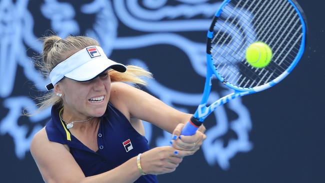 Sofia Kenin, of the US, is seen during the singles finals at the Hobart International. Picture: AAP Image/Rob Blakers