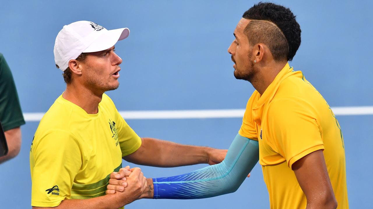 Lleyton Hewitt (left) and Nick Kyrgios will pair up in doubles at Queen’s.