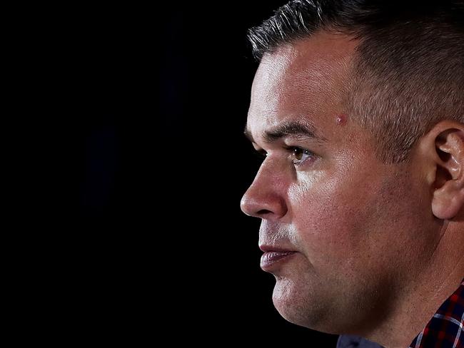 GOSFORD, AUSTRALIA - JULY 04: Broncos coach Anthony Seibold speaks at a press conference after the round eight NRL match between the New Zealand Warriors and the Brisbane Broncos at Central Coast Stadium on July 04, 2020 in Gosford, Australia. (Photo by Mark Metcalfe/Getty Images)