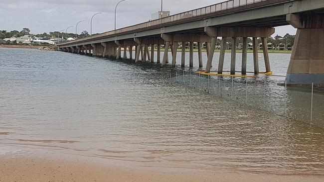 The wire fence, visible along the Joy Baluch Bridge. Picture: Supplied.