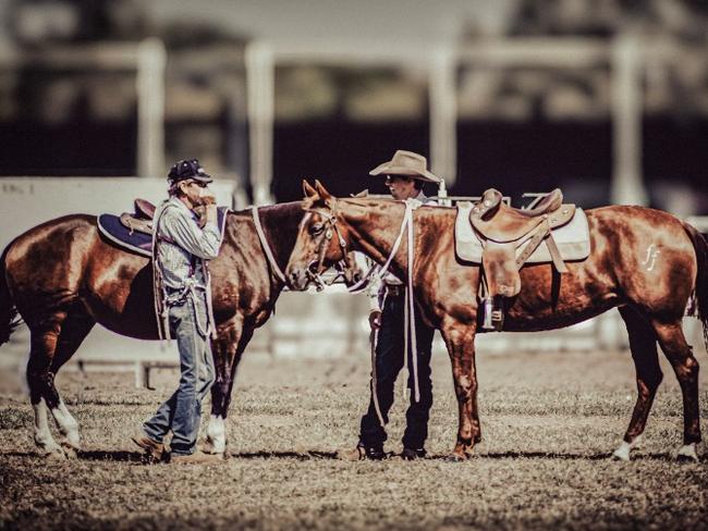 Dalby photographer Katie Robertson took this photo of two cowboys deep in conversation, which has been named as a finalist in a Queensland photography competition.