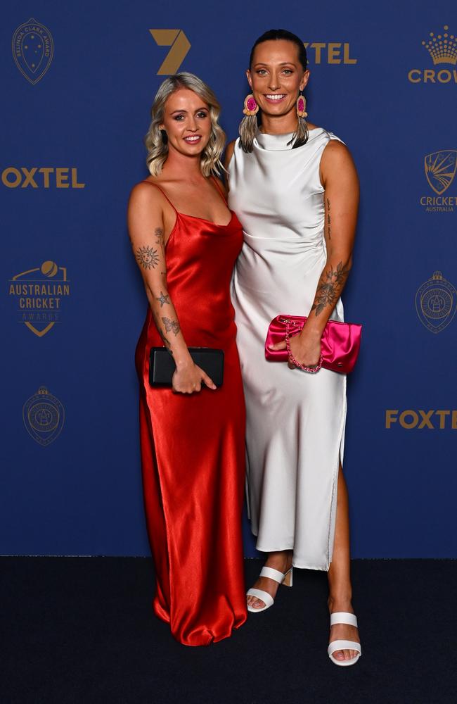 Ashleigh Gardner and Monica Wright. Picture: Morgan Hancock/Getty Images for Cricket Australia