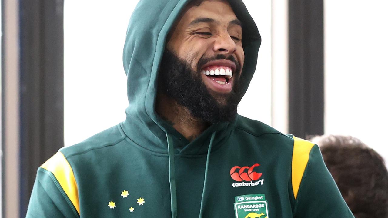 SYDNEY, AUSTRALIA - OCTOBER 06: Josh Addo-Carr takes part in a gym session during an Australia Kangaroos media opportunity ahead of the Rugby League World Cup at E-Lab Training on October 06, 2022 in Sydney, Australia. (Photo by Brendon Thorne/Getty Images)