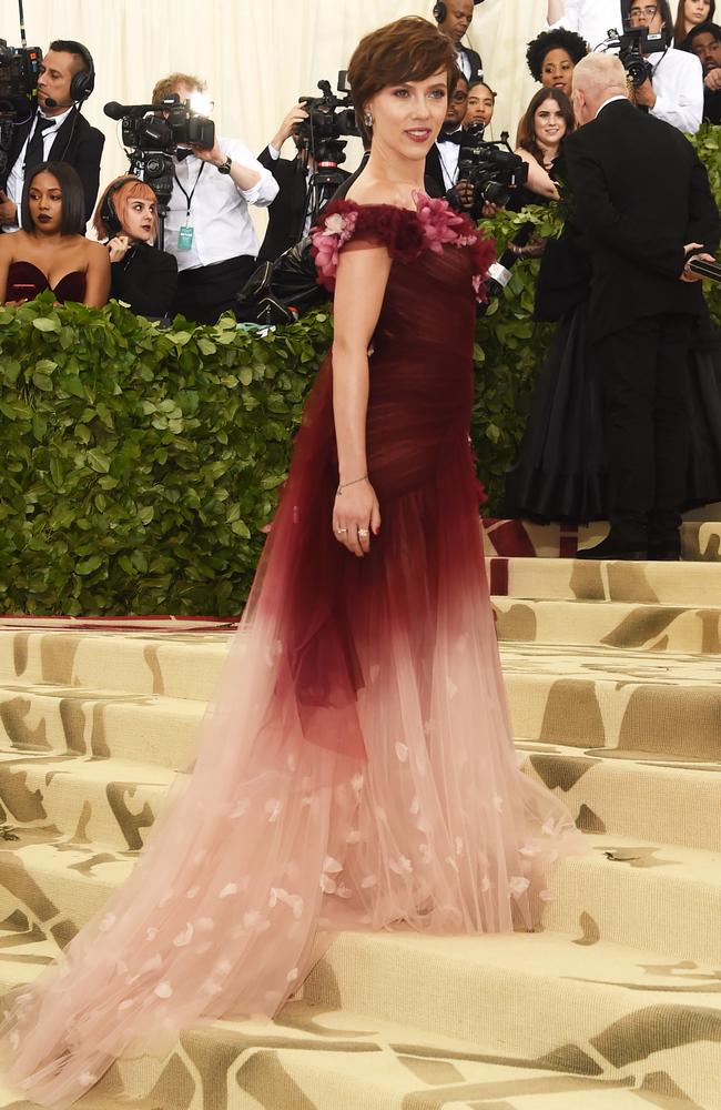 Scarlett Johansson attends the Heavenly Bodies: Fashion &amp; The Catholic Imagination Costume Institute Gala at The Metropolitan Museum of Art. Picture: Getty