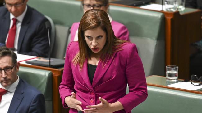 Anika Wells during Question time at Parliament House in Canberra.. Picture: NCA NewsWire / Martin Ollman