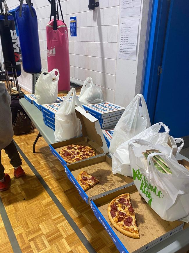 Local businesses provided food for passengers who were "abandoned" in Airlie Beach after a flight from Hamilton Island to Sydney was cancelled at the last minute on Monday night. Picture: Supplied.