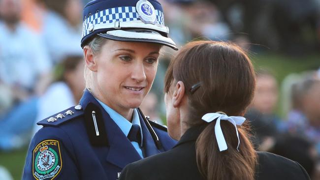 Police Inspector Amy Scott attends a community candlelight vigil for the victims of the Bondi Junction stabbing attack at Bondi Beach on April 21. Picture: Getty Images